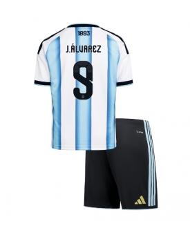 Billige Fotballdrakt Argentina Julian Alvarez #9 Replika Hjemmedraktsett Barn VM 2026 Kortermet (med bukser)